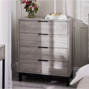 Baara Wooden Chest Of 4 Drawers In Grey Oak