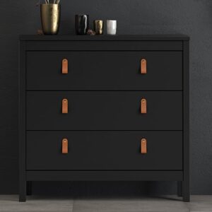 Barcila Wooden Chest Of Drawers With 3 Drawers In Matt Black