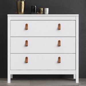 Barcila Wooden Chest Of Drawers With 3 Drawers In White