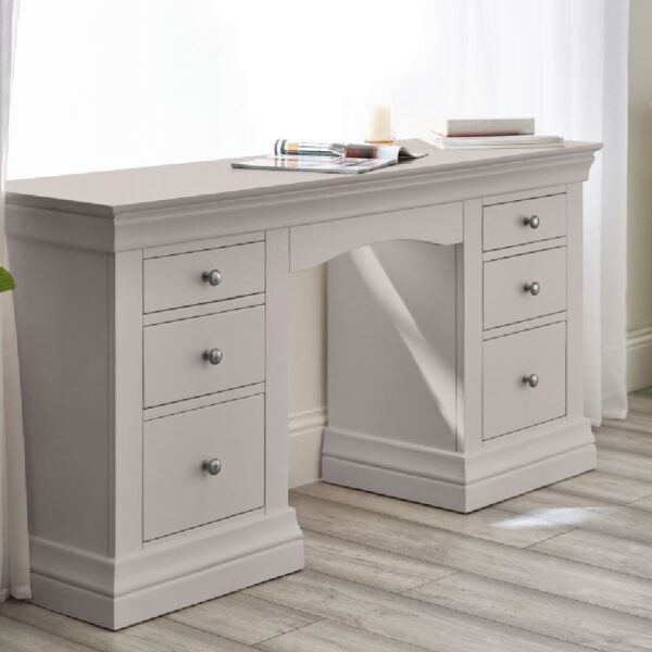 Calida Wooden Dressing Table With 6 Drawers In Grey