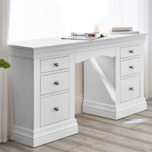 Calida Wooden Dressing Table With 6 Drawers In White