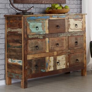 Coburg Wooden Chest Of Drawers In Vintage Oak With 9 Drawers