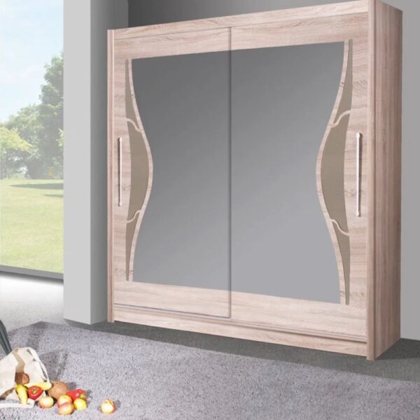 Danville I Mirrored Wardrobe 150cm 2 Sliding Doors In Sonoma Oak