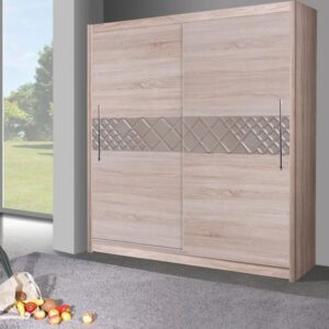 Danville Wooden Wardrobe 150cm With 2 Sliding Doors In Sonoma Oak