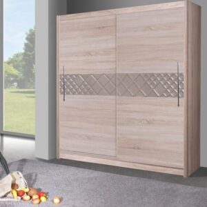 Danville Wooden Wardrobe 200cm With 2 Sliding Doors In Sonoma Oak