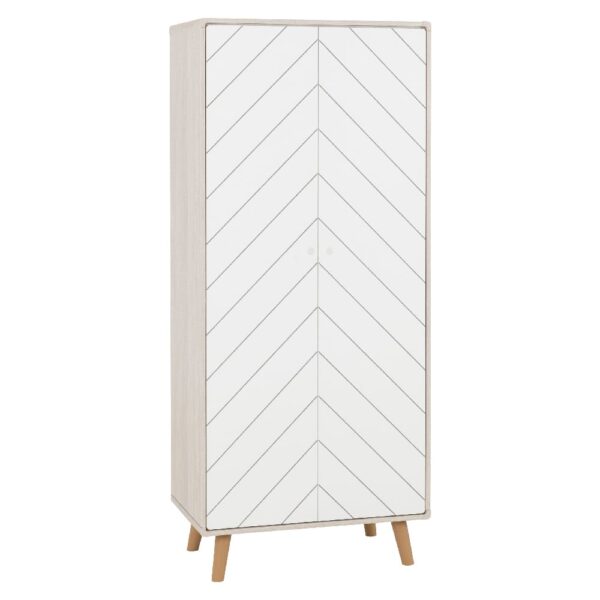 Davis Wooden Wardrobe With 2 Doors In Dusty Grey And White