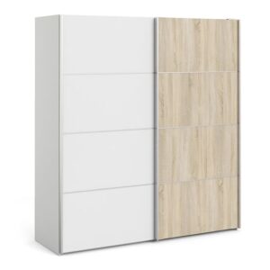 Dcap Wooden Large Wardrobe With 2 Sliding Doors In White Oak