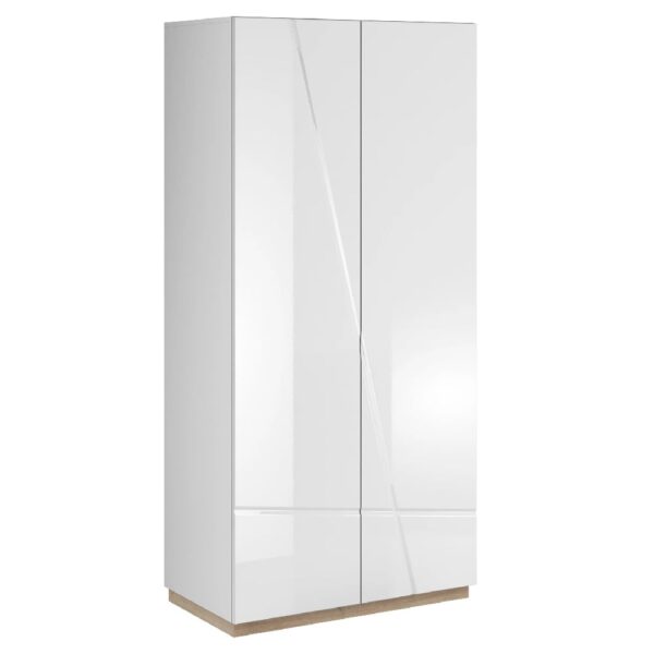 Fargo High Gloss Wardrobe With 2 Doors In White