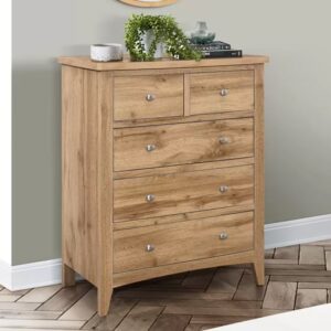 Hebron Wooden Chest Of 5 Drawers In Oak