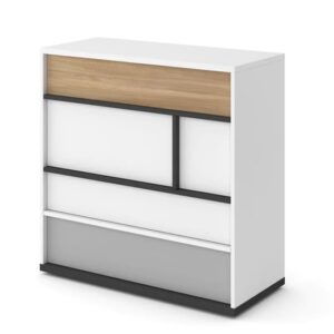 Indio Kids Wooden Chest Of 5 Drawers In Matt White