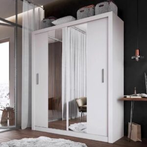 Ionia Wooden Wardrobe With 2 Sliding Doors In Matt White