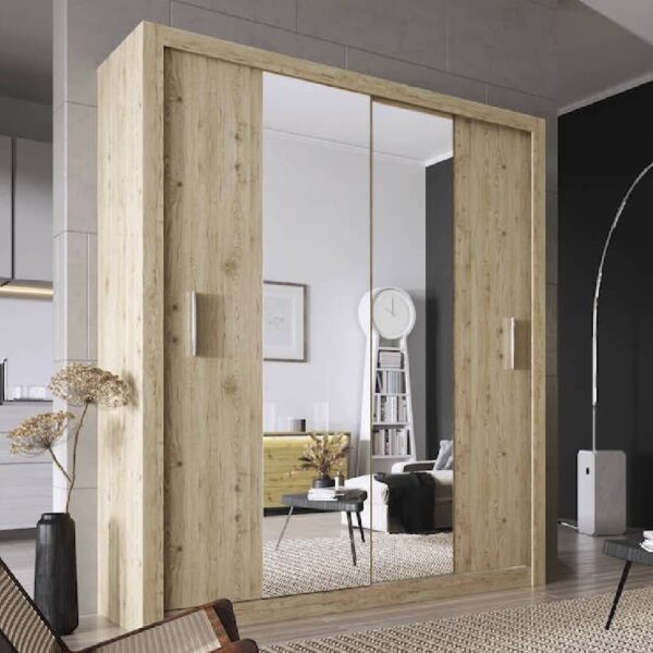 Ionia Wooden Wardrobe With 2 Sliding Doors In San Remo Oak