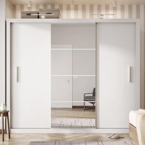 Ionia Wooden Wardrobe With 3 Sliding Doors In Matt White