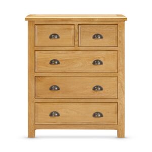 Lecco Wooden Chest Of 5 Drawers In Oak