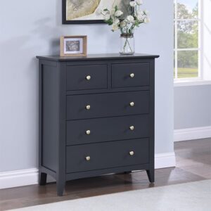 Lenox Wooden Chest Of 5 Drawers In Off Black