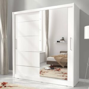 Mack 200cm Wooden Wardrobe With 1 Sliding Doors In Matt White