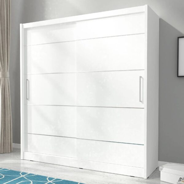 Mack Wooden Wardrobe 180cm With 2 Sliding Doors In Matt White