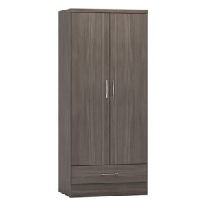 Mack Wooden Wardrobe With 2 Doors 1 Drawer In Black