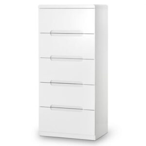 Magaly High Gloss Chest Of 5 Drawers Narrow In White