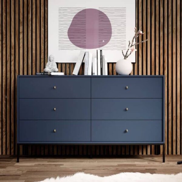 Malibu Wooden Chest Of 6 Drawers In Navy