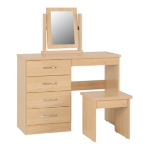 Mark Wooden Dressing Table Set With 4 Drawers In Sonoma Oak