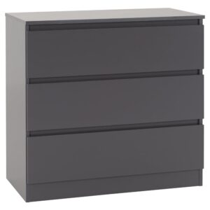 Mcgowan Wooden Chest Of Drawers In Grey With 3 Drawers