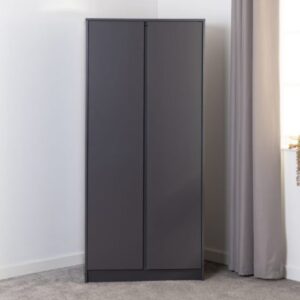 Mcgowen Wooden Wardrobe With 2 Doors In Grey