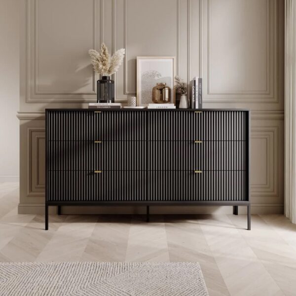 Napa Wooden Chest Of 6 Drawers In Matt Black