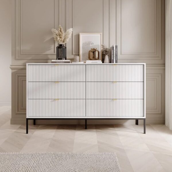 Napa Wooden Chest Of 6 Drawers In Matt White