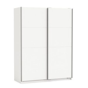 Rossett Wooden Wardrobe Large In Pearl White And Linen