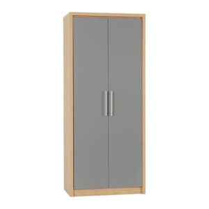 Samaira Wardrobe In Grey High Gloss With 2 Doors