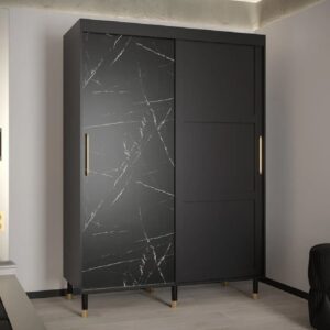 Tarboro Wooden Wardrobe 150cm With 2 Sliding Doors In Black