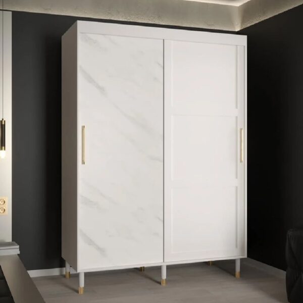 Tarboro Wooden Wardrobe 150cm With 2 Sliding Doors In White