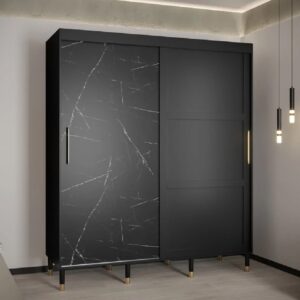 Tarboro Wooden Wardrobe 180cm With 2 Sliding Doors In Black