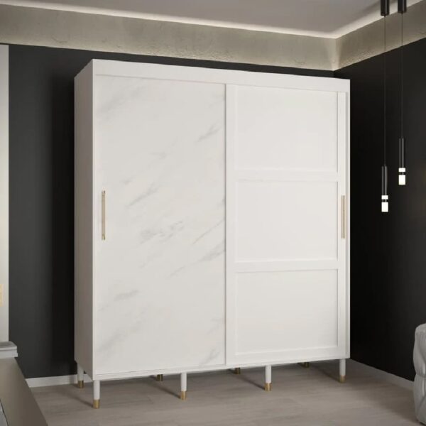 Tarboro Wooden Wardrobe 180cm With 2 Sliding Doors In White