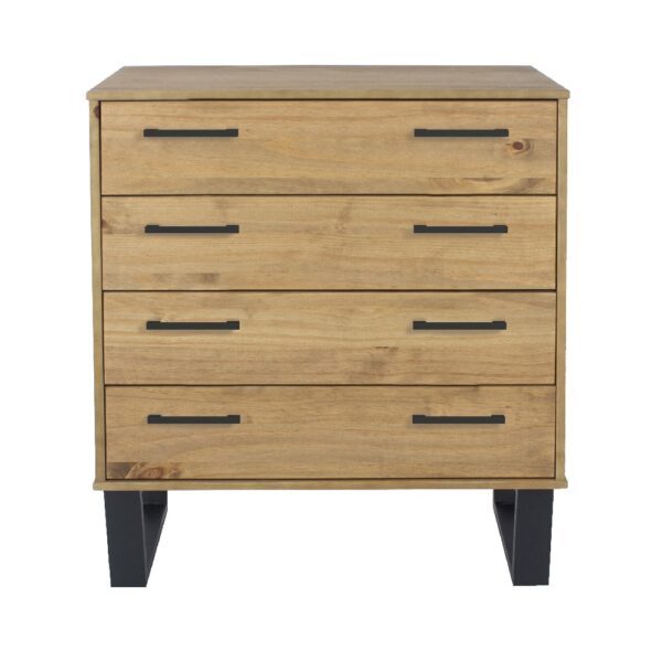 Tilston Wooden Wide Chest Of 4 Drawers In Oak And Black